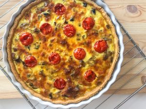 Herzhafte Quiche mit Pilzen und Tomaten