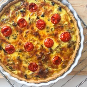 Herzhafte Quiche mit Pilzen und Tomaten