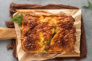 Auflaufkuchen mit Leber, Ei und Dill