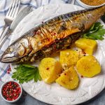 Gebackene Makrele mit Zitrone und Dill