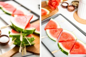 Wassermelonen-Pops mit Schokolade