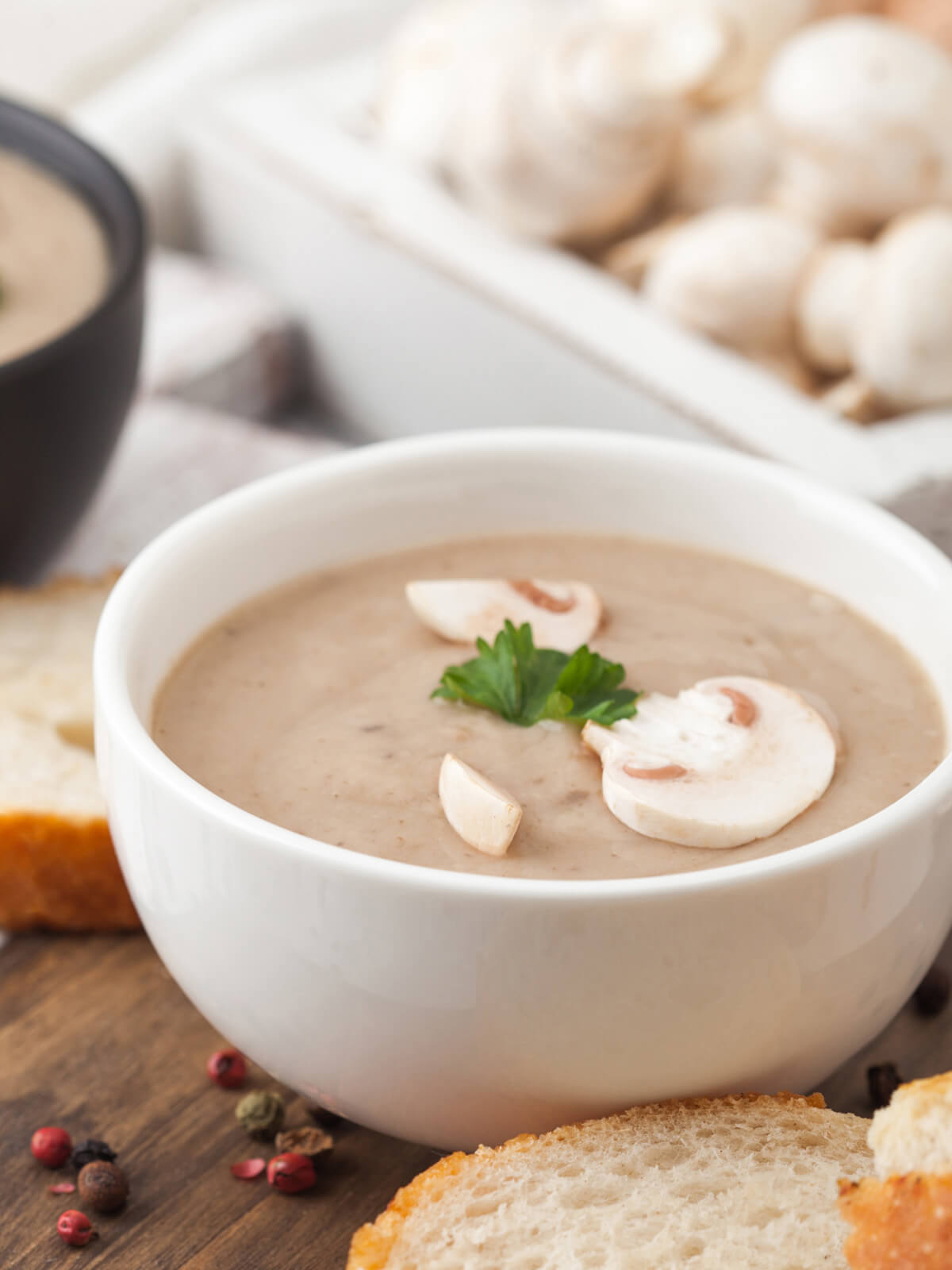 Champignoncremesuppe mit Mascarpone und Blauschimmelkäse