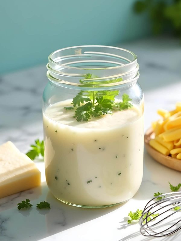 Hausgemachter Alfredo-Sauce mit Sahne und Parmesan