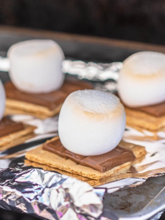 Gegrillte S’mores mit frischen Beeren und Schokolade