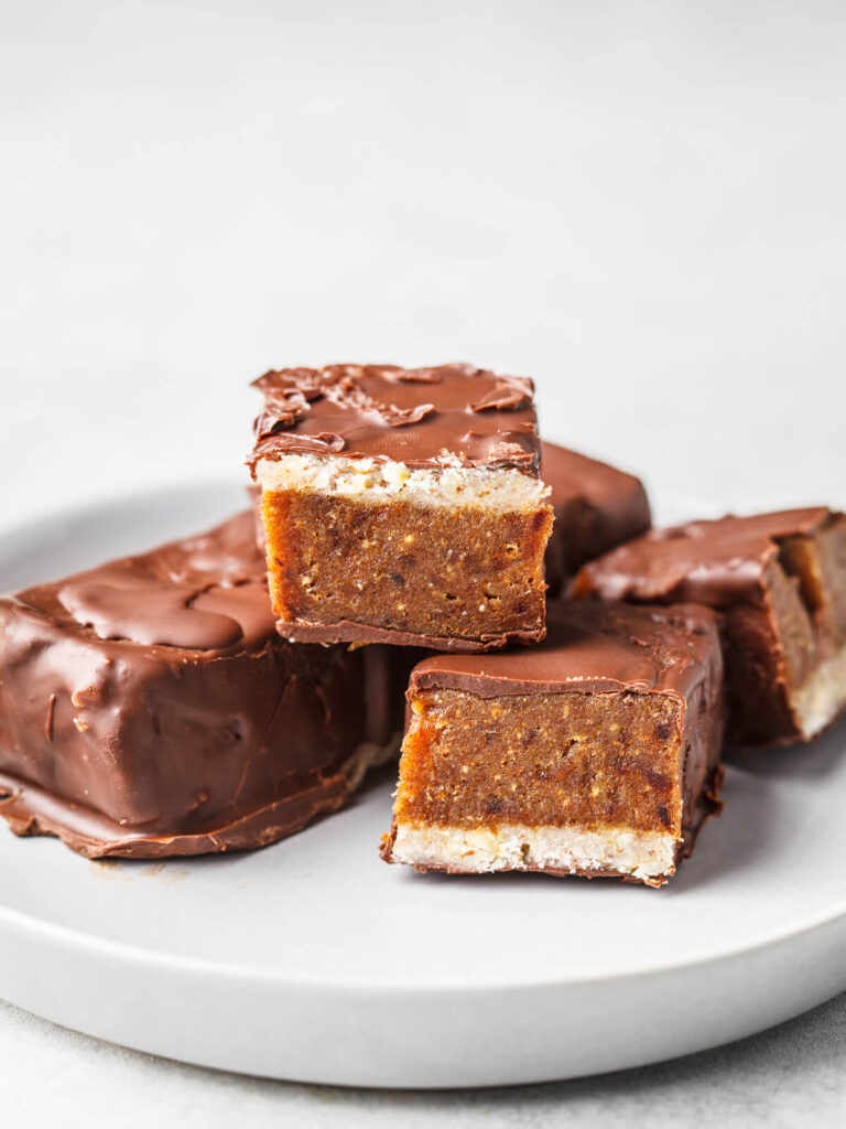 Karamell-Schoko-Riegel – vegan & ohne Zuckerzusatz