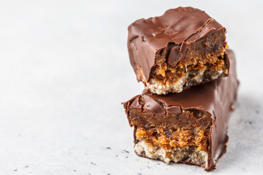 Karamell-Schoko-Riegel – vegan & ohne Zuckerzusatz