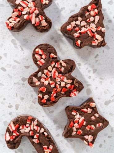 Pfefferminz-Fudge in hübschen Weihnachtsformen