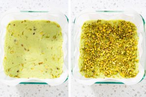 Pistazien-Fudge mit weißer Schokolade (ohne Backen)