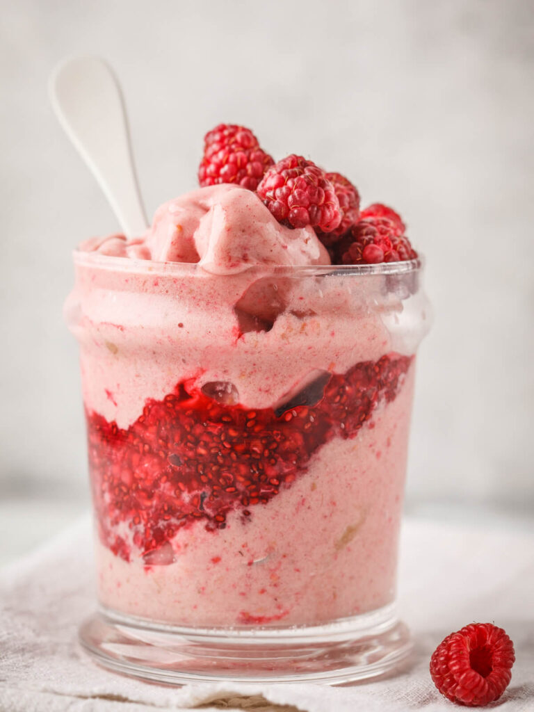 Vegane Himbeer Nice Cream mit Chia-Marmelade