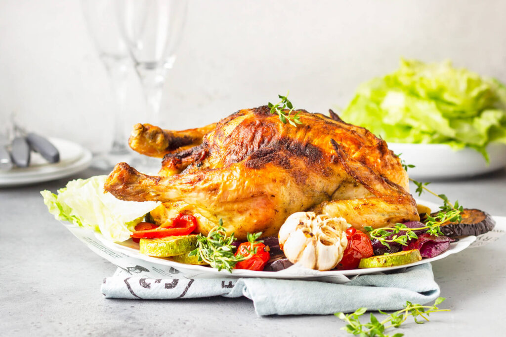 Gefülltes Hähnchen mit Zwiebel-Champignon-Füllung