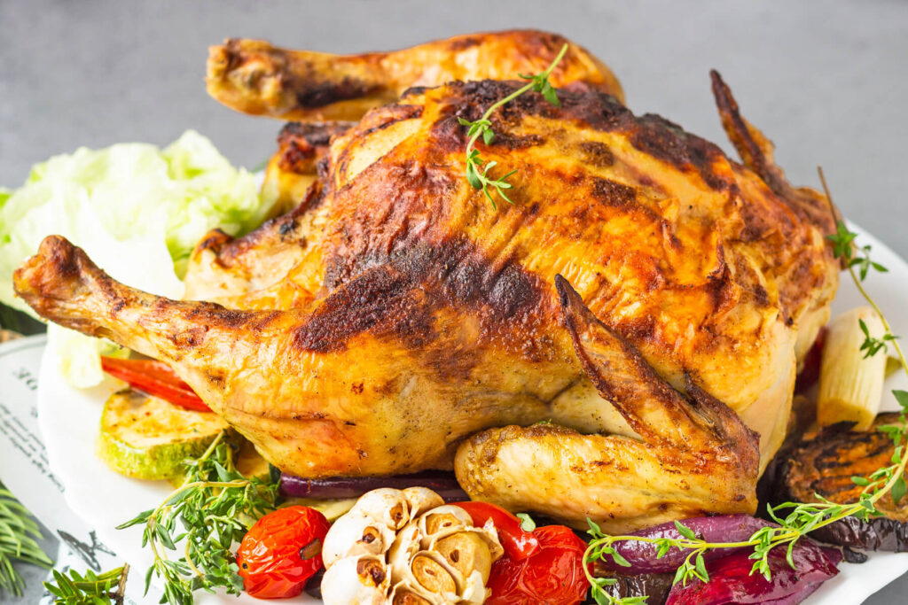 Gefülltes Hähnchen mit Zwiebel-Champignon-Füllung