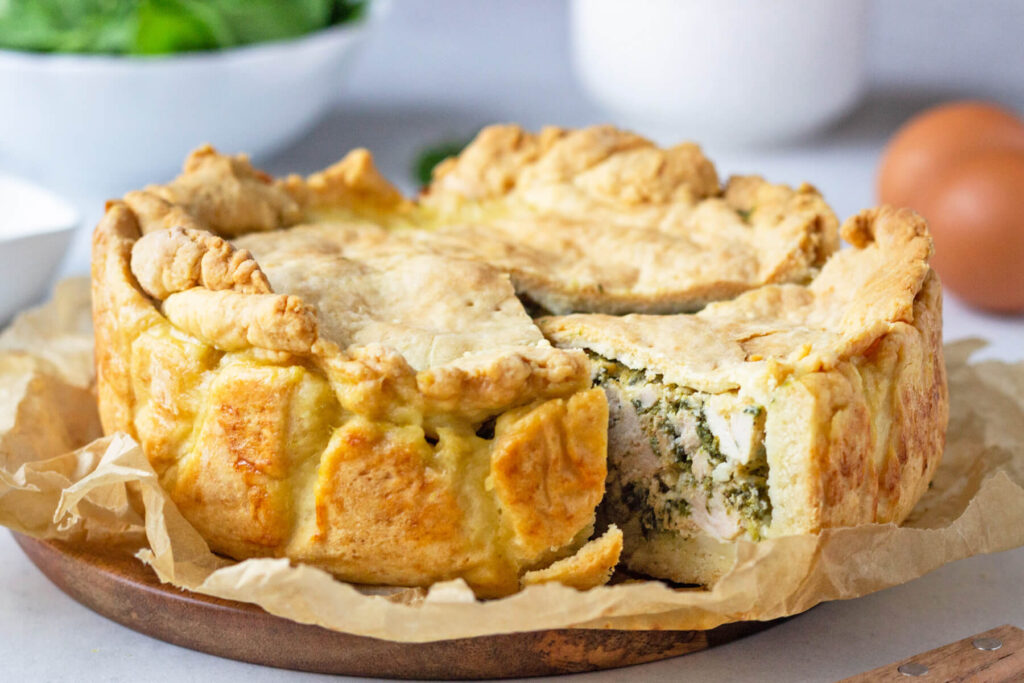 Herzhafter Hähnchen-Spinat-Kuchen mit Ricotta