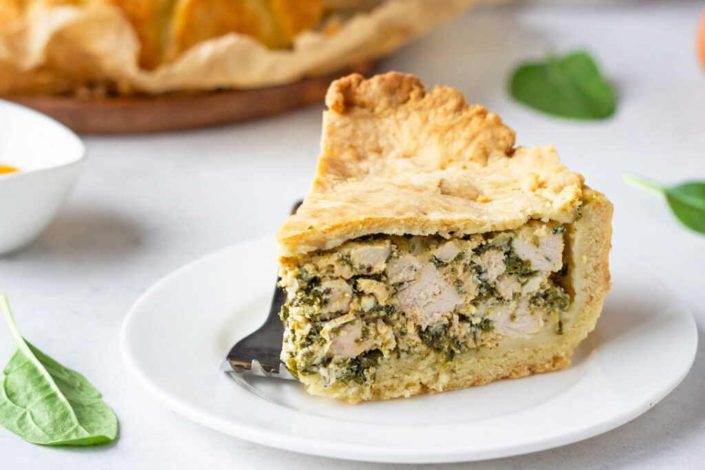 Herzhafter Hähnchen-Spinat-Kuchen mit Ricotta