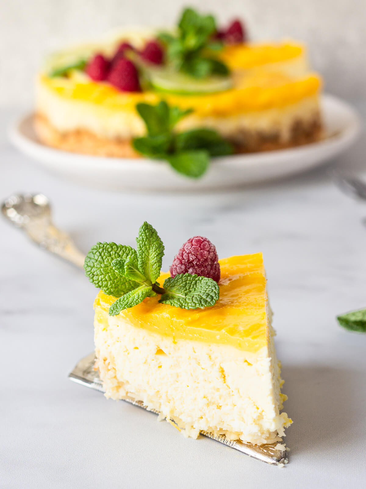 Zitronen-Cheesecake mit Kokosboden & Lemon Curd