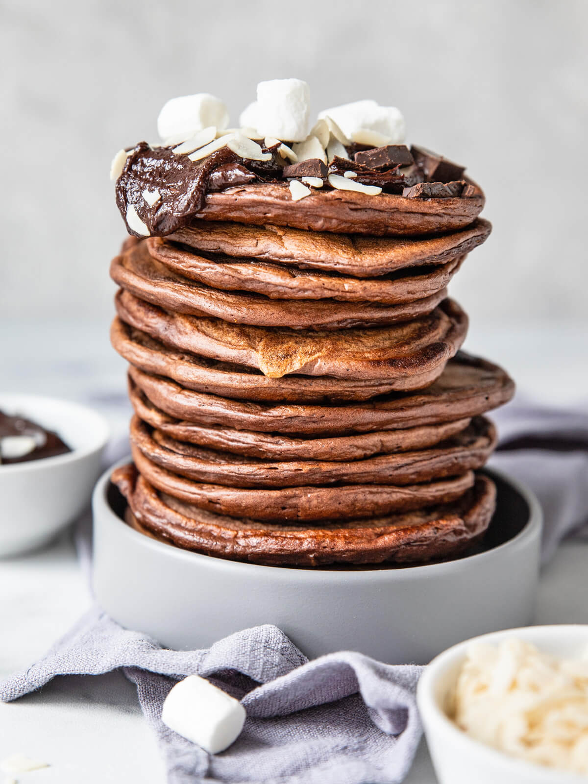 Fluffige Schoko-Quark-Pancakes aus Magerquark (Oladji)