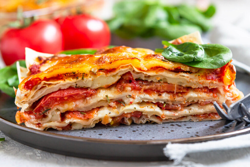 Vegetarische schnelle Käse-Lasagne aus Lavash