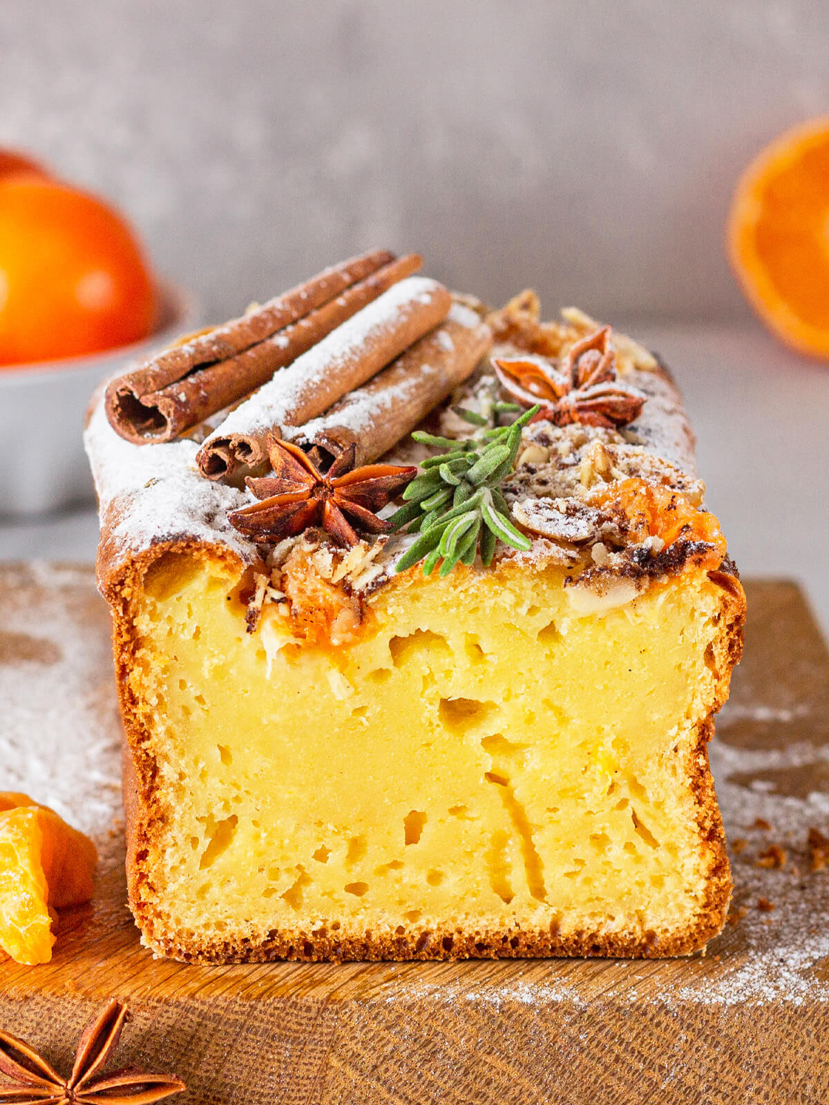 Winterlicher Mandarinen-Kastenkuchen mit Lebkuchengewürz