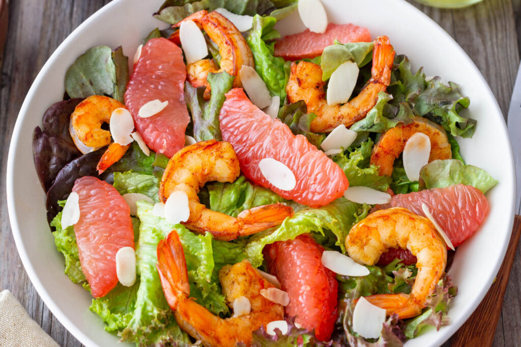 Garnelen-Grapefruit-Salat mit Mandeln