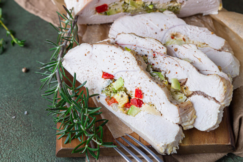 Gefüllte Putenbrust mit Gemüse & Käse (aus dem Ofen)