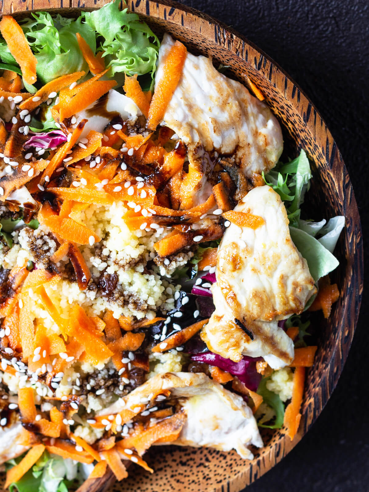 Schneller Couscous-Salat mit Pute, Karotten & Orangendressing