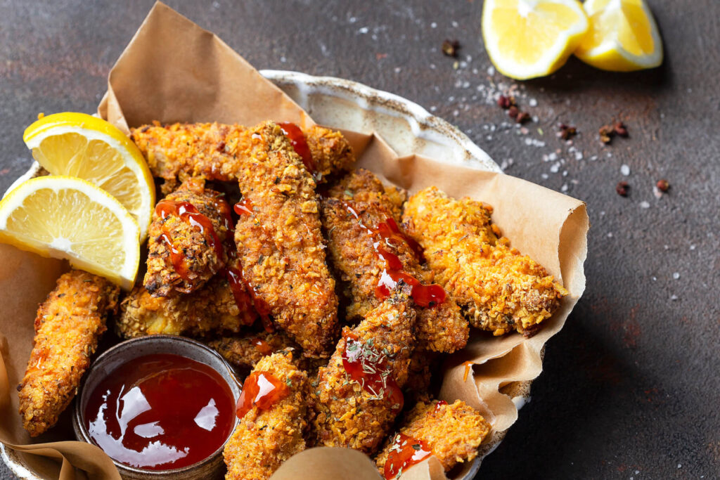 Knusprige Hähnchen-Strips aus dem Ofen