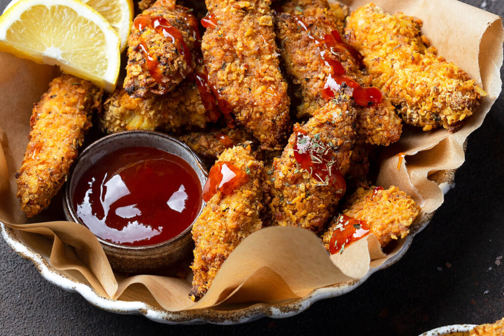 Knusprige Hähnchen-Strips aus dem Ofen