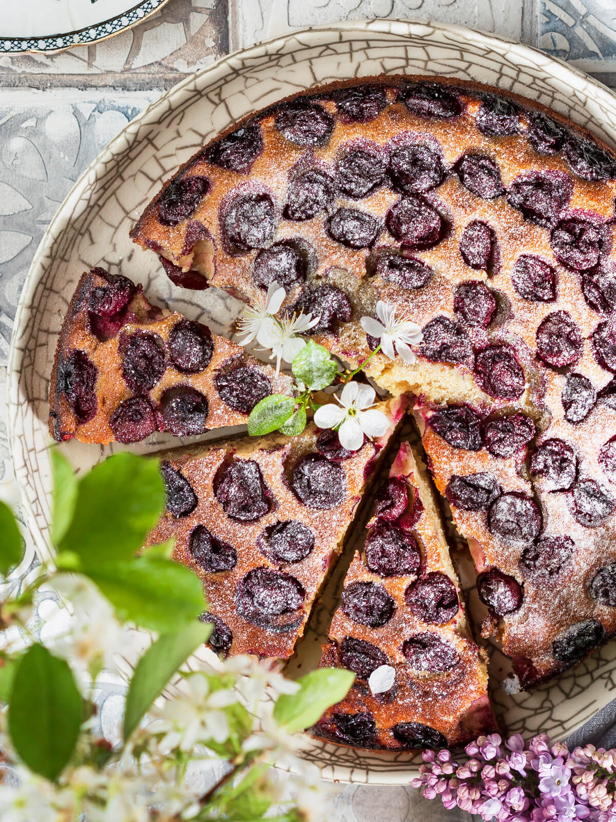 Ricotta-Kuchen mit Kirschen