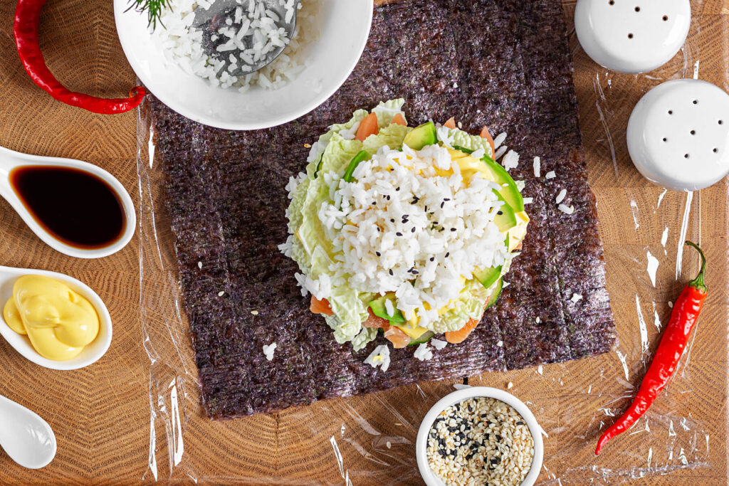 Sushi-Burger mit Lachs & Avocado