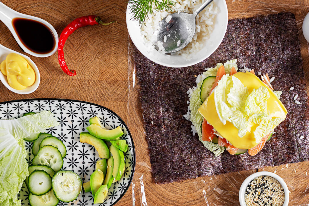Sushi-Burger mit Lachs & Avocado
