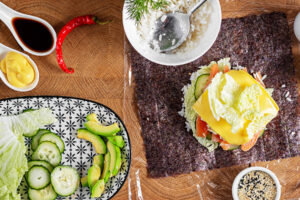 Sushi-Burger mit Lachs & Avocado