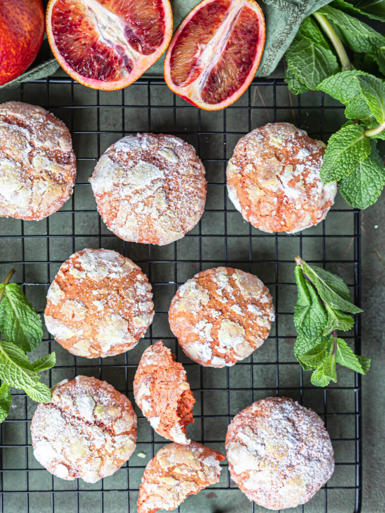 Blutorangen-Crinkle-Cookies – Zitrus-Kekse mit Marmor-Effekt