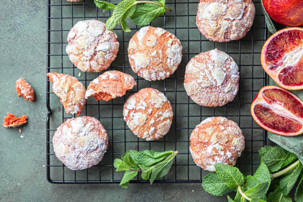 Blutorangen-Crinkle-Cookies – Zitrus-Kekse mit Marmor-Effekt