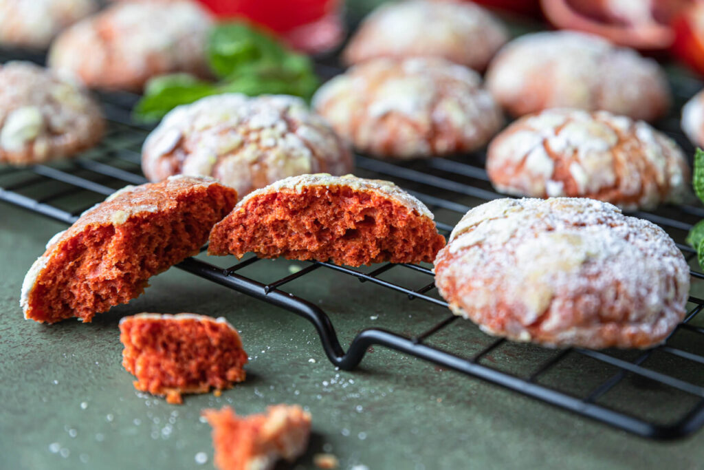 Blutorangen-Crinkle-Cookies – Zitrus-Kekse mit Marmor-Effekt