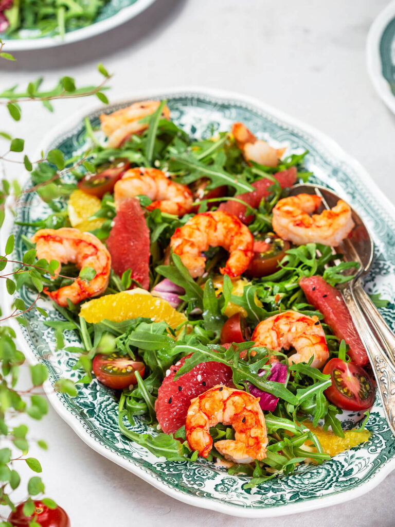 Garnelensalat mit Grapefruit und Rucola