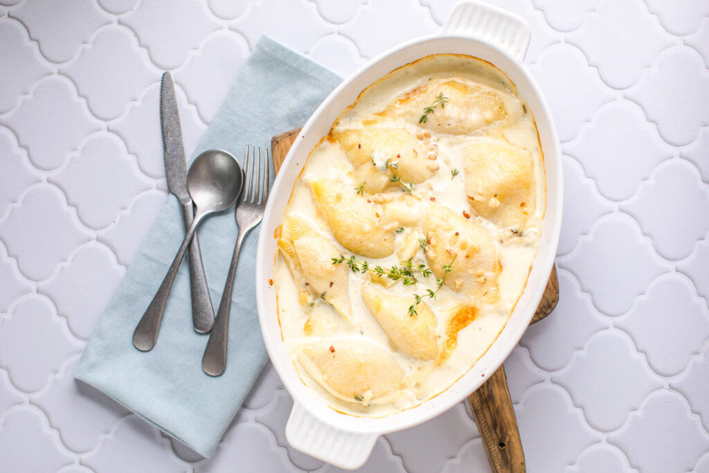 Gefüllte Conchiglioni mit Hähnchen aus dem Ofen – Überbackene Muschelnudeln