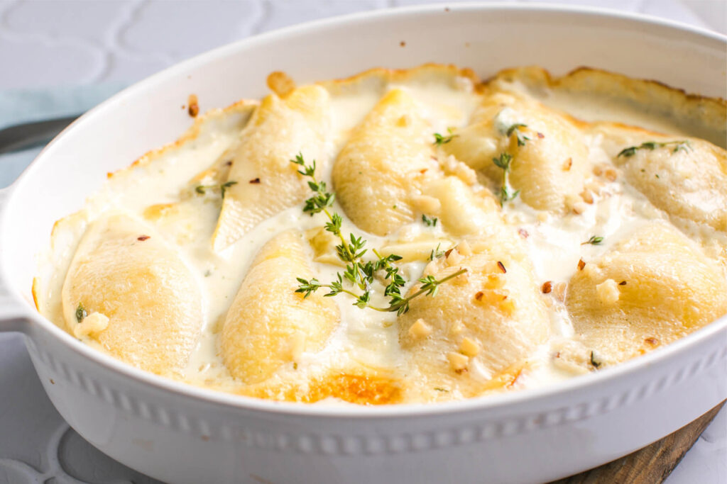 Gefüllte Conchiglioni mit Hähnchen aus dem Ofen – Überbackene Muschelnudeln