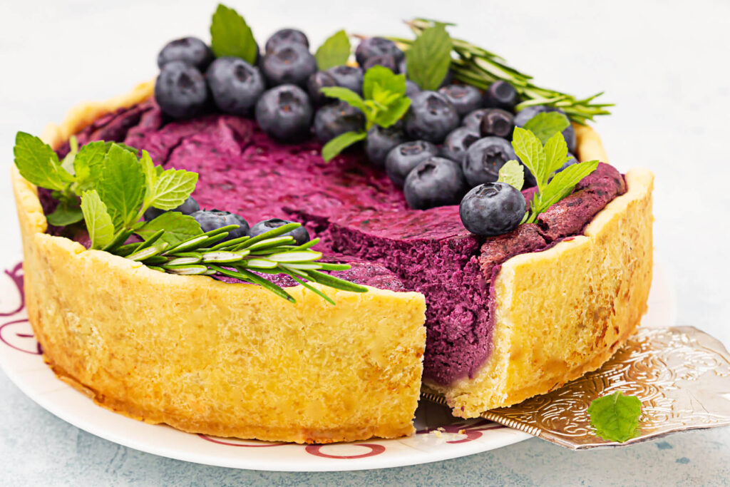 Heidelbeer-Quark-Soufflé-Kuchen