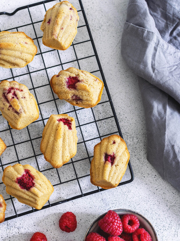 Himbeer-Madeleines – Muschelküchlein mit frischen Himbeeren