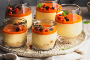 Mango-Cheesecake mit Sanddorn-Gelee im Glas (ohne Backen)