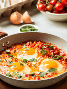 Schakschuka – Eier in Tomaten-Paprika-Sauce aus der Pfanne