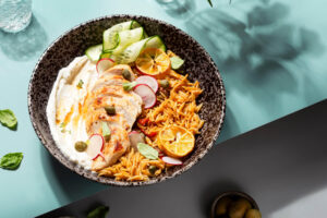 Zitroniges Risoni (Orzo) mit Hähnchen und Feta-Creme
