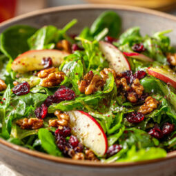 Grünkohl-Apfel-Salat mit Walnüssen und Cranberries