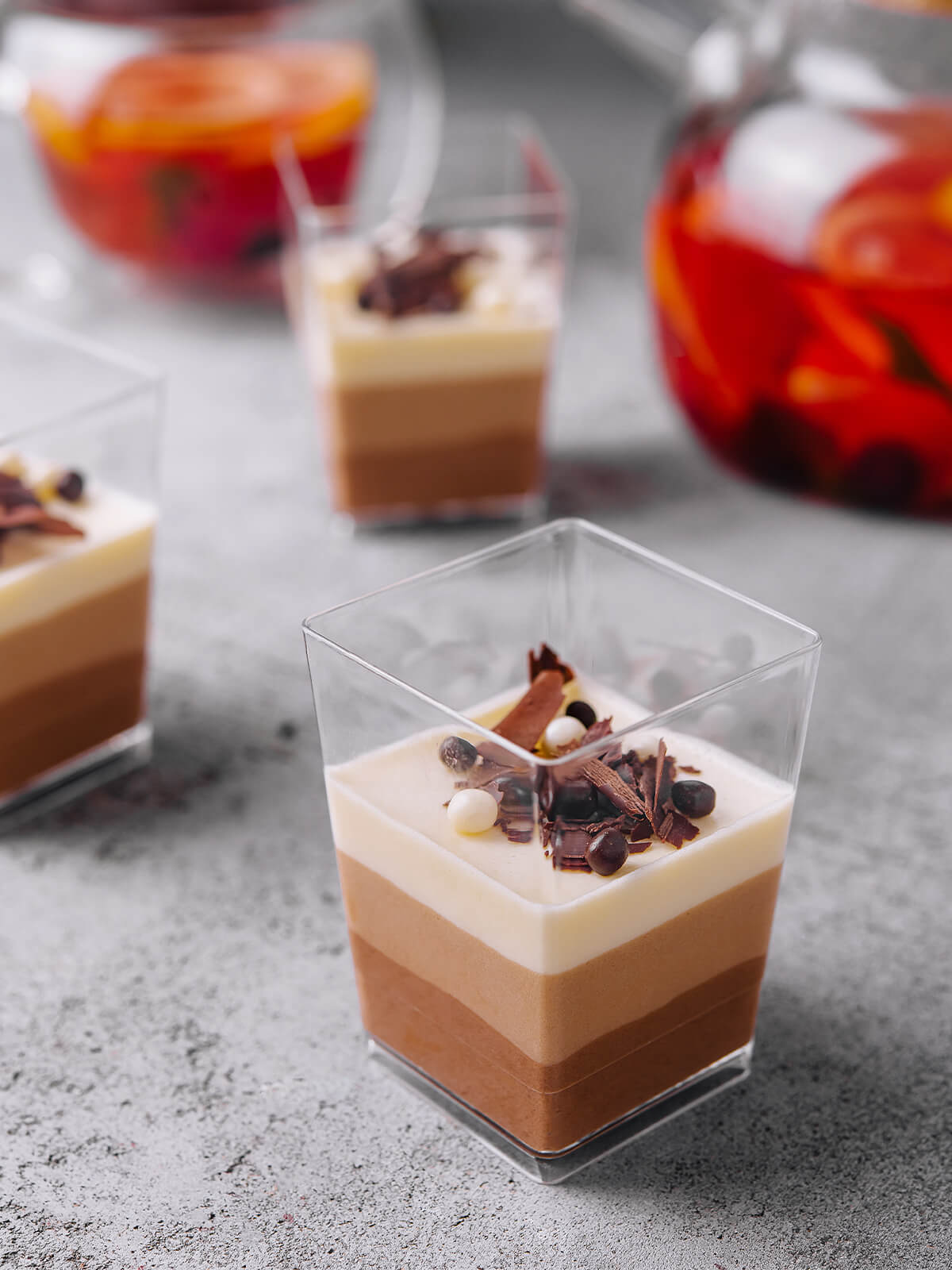 Dreierlei Schokoladenmousse im Glas