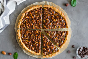 Schokoladen-Karamell-Nuss-Tarte