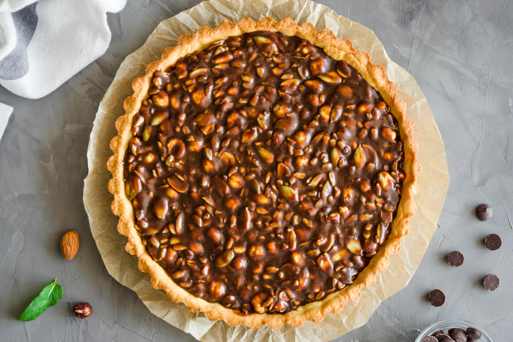 Schokoladen-Karamell-Nuss-Tarte