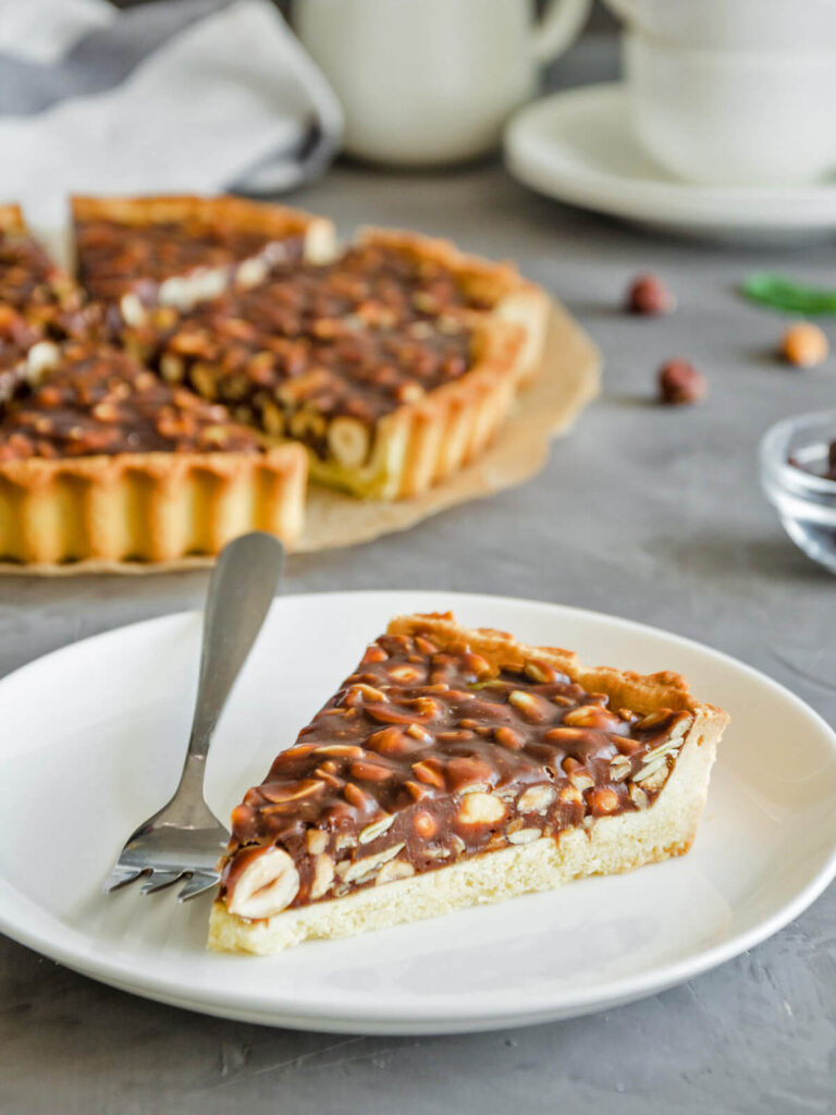 Schokoladen-Karamell-Nuss-Tarte