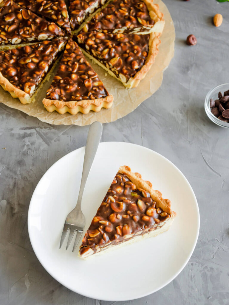 Schokoladen-Karamell-Nuss-Tarte