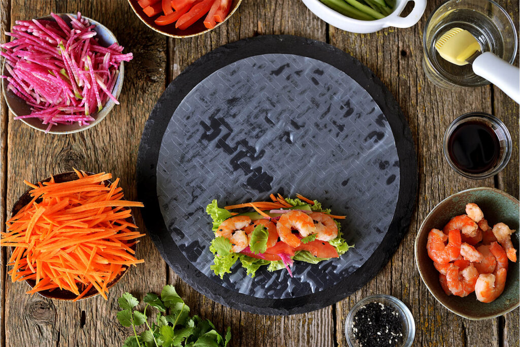 Spring Roll Detailansicht mit Garnelen-Füllung