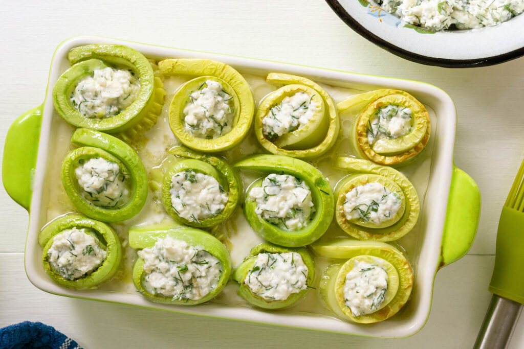 Zucchini-Schnecken vor dem Backen