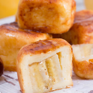 Quark-Bananen-Würfel mit Honig